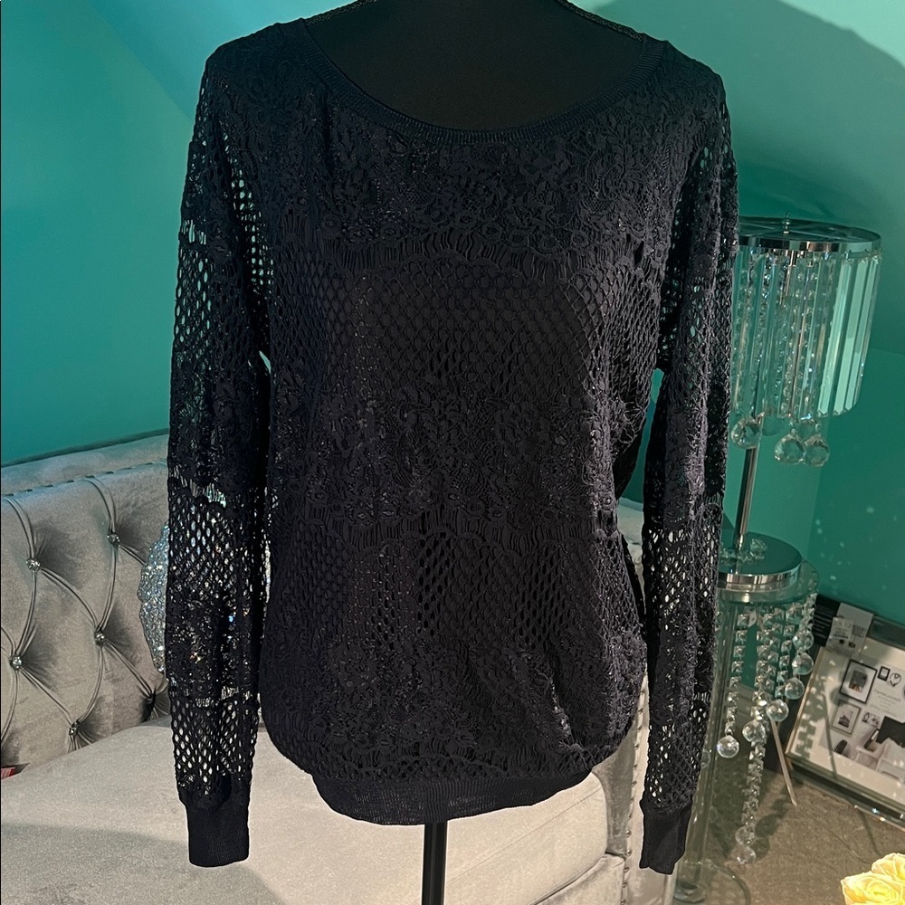 Ann Taylor Black Lace Blouse